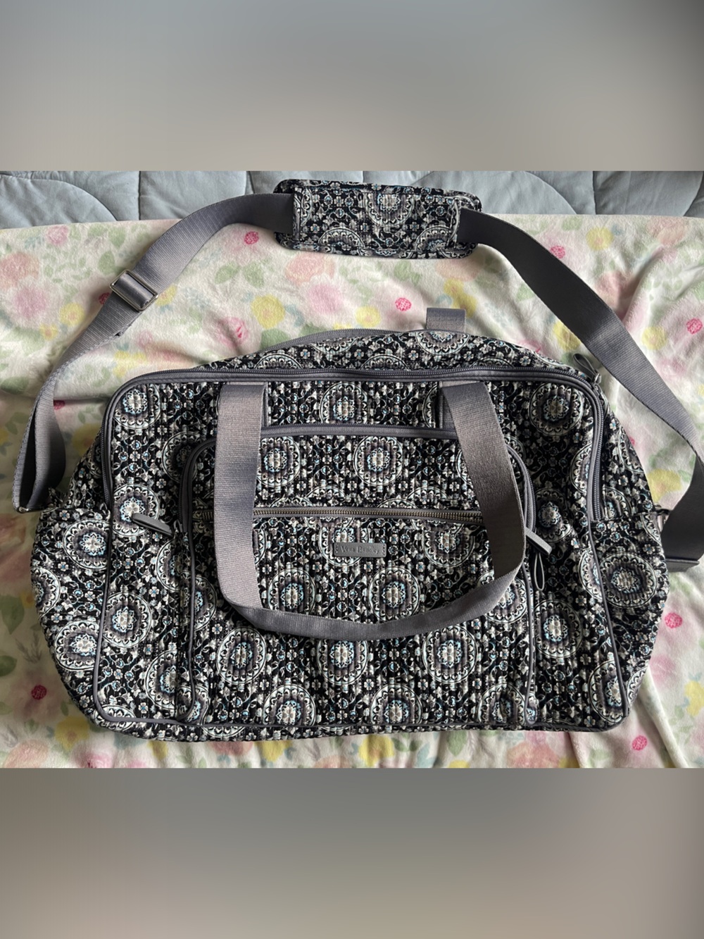 Vera Bradley Black and Gray Patterned Travel Weekender Bag